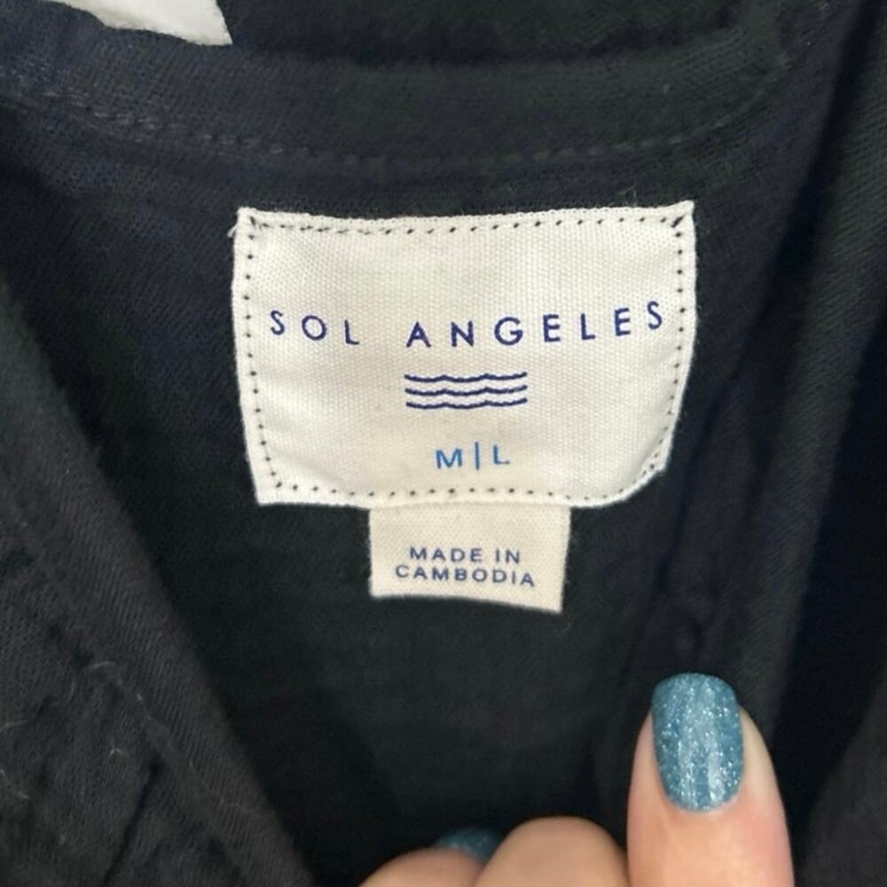 Sol Angeles Black Cotton Gauze Maxi Dress Open Back Beachy Minimalist Resort M/L - Picture 11 of 12